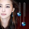 925 Silver Crystal Ocean Heart Tassel Earrings