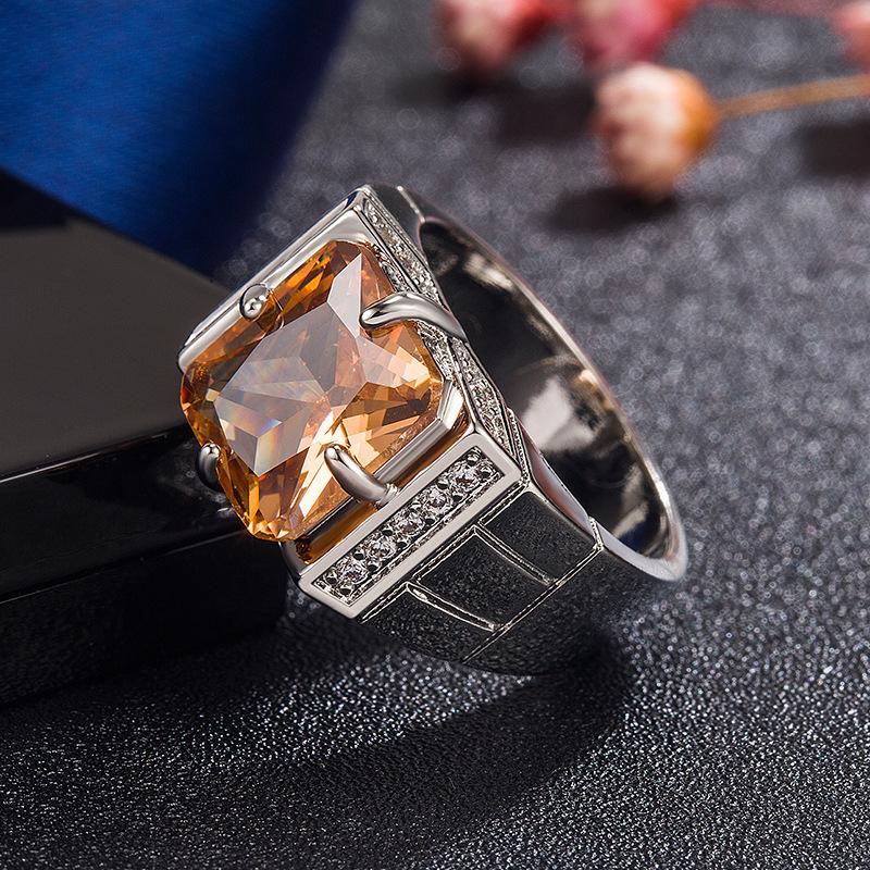 Men's Rhinestone Emerald and Sapphire Ring - European/American Style, Multi-Color Domineering Design Jewelry