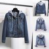 Повседневное пальто, женская модная джинсовая куртка с длинными рукавами и карманами, короткое пальто больших размеров