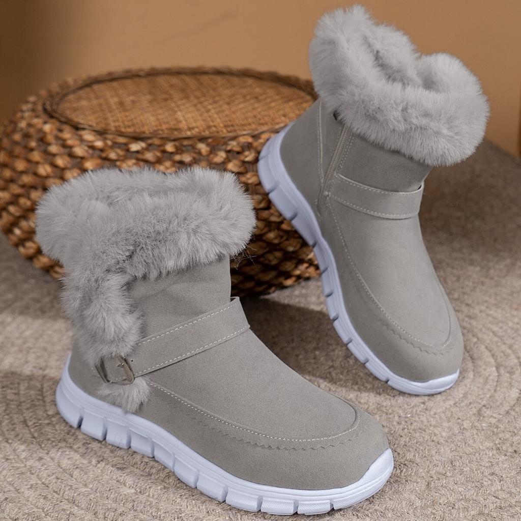 Autumn and Winter New Plus-size Women's Snow Boots Korean Version Thick Color Boots with Fleece Warm New Flat Boots Cotton Shoes