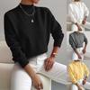Autumn and Winter Semi High Neck Pullover Long Sleeved Sweater Women's Solid Color Loose Knit Top