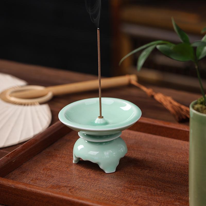 Celadon Incense Holder Home Aromatherapy Decor Tea Room Creative Chinese Incense Burner