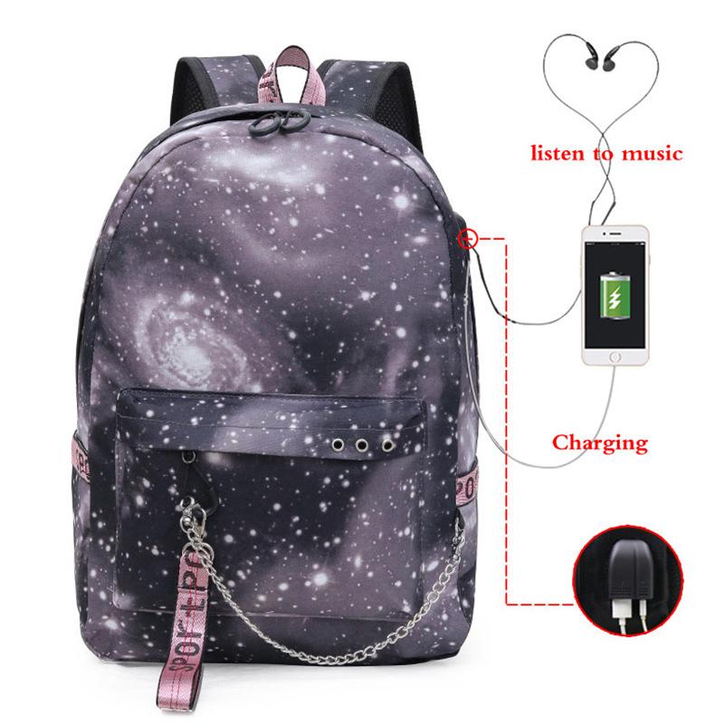 Blank Backpack USB Chain Webbing Bag Casual Student Schoolbag Heat Transfer Solid Color Backpack Support Making