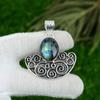 Mothers Day Sale 925 Silver Labradorite Stone Bezel Elegant Boho Pendant Jewelry