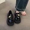 Платформа Британский стиль маленькие кожаные туфли женские черные лоферы туфли-однопедальки Мэри Джейн женская обувь 2025 весна новинка