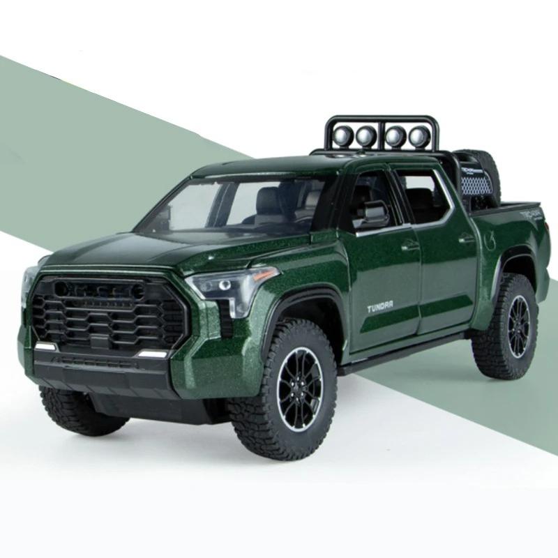 1:24 игрушечных машинки-пикапа Tundra, модель, сплав, литье под давлением, открывающиеся двери, звук, свет, грузовик, внедорожник, игрушки