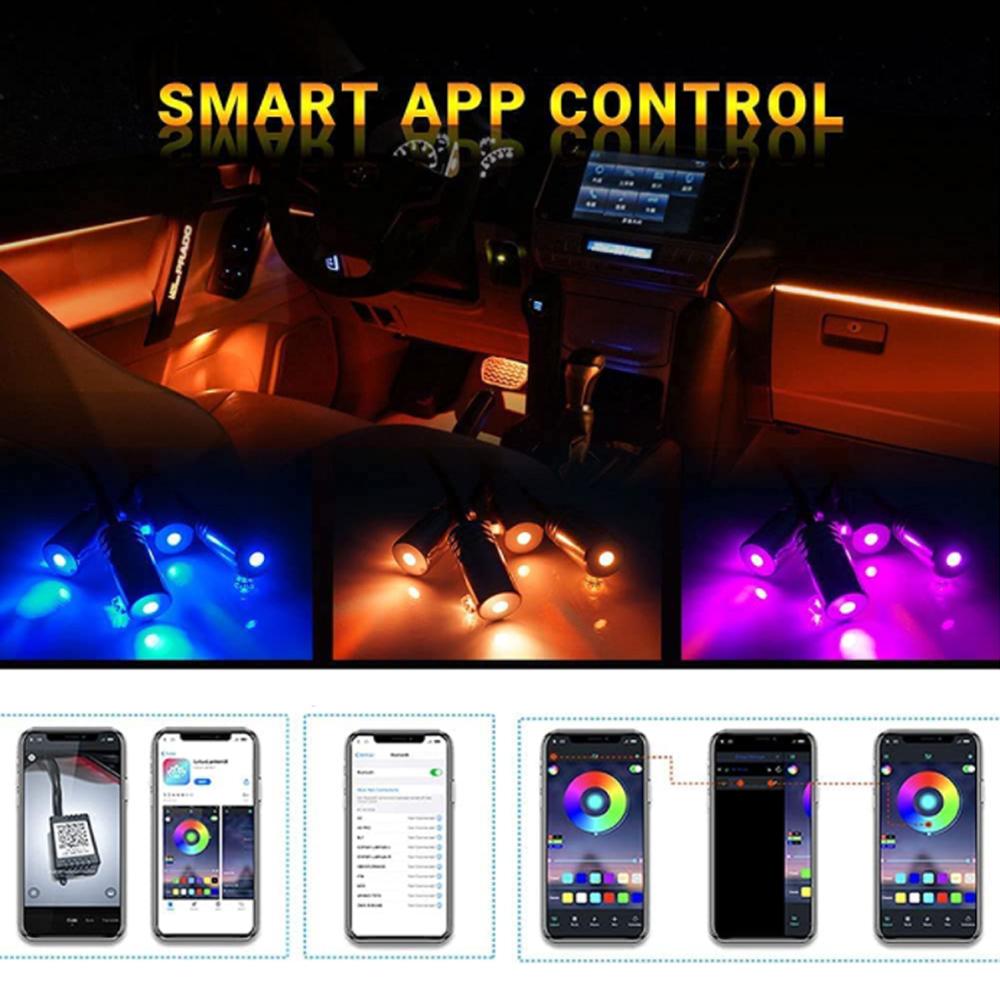 Светодиодная атмосферная подсветка для автомобиля 6 в 1, RGB, гибкая декоративная лампа 8 м, подсветка салона с управлением через приложение, светодиодная лента из оптоволокна
