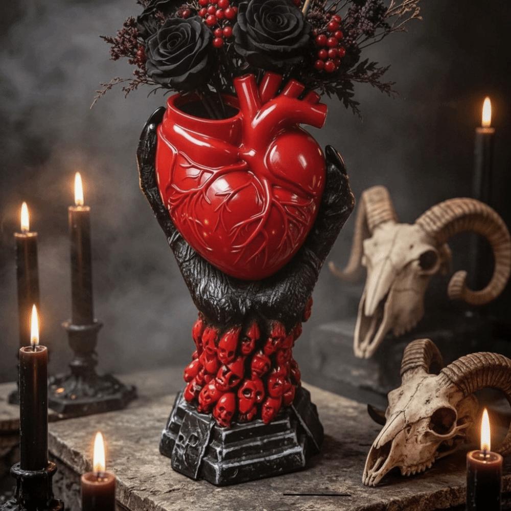 Heart-shaped Heart-shaped Vase Gothic Style Flower Pot Resin Vase Halloween Gift