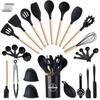 29 Pcs Non-stick Silicone Cooking Kitchen Utensils Spatula Set with Holder, Woodle Handle Heat Resistant Silicone Kitchen Gadgets Utensil Set