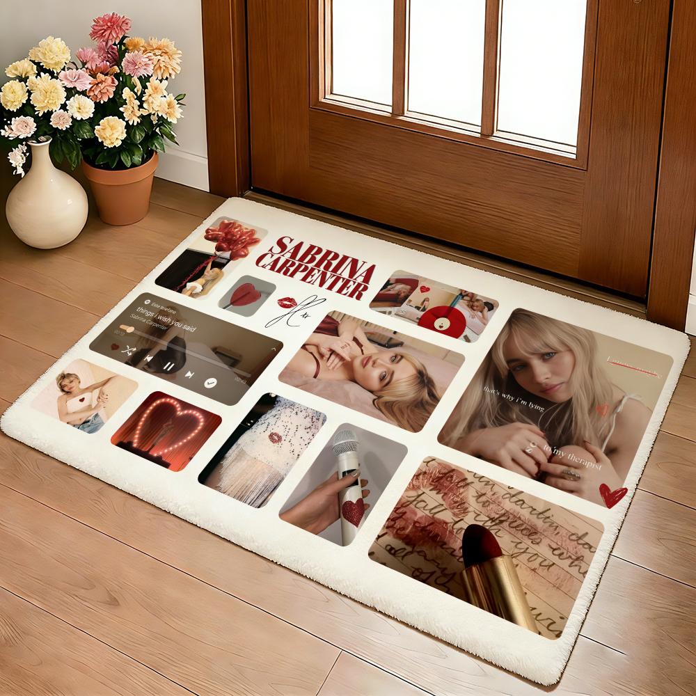 S-Sabrina Carpenter Floor Mat Cozy Flannel Soft Thick Non-Slip Mat For Living Room Bedroom Kitchen Decor Rugs