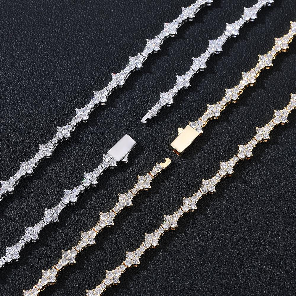 S111 silver moissanite 1.1MM aircraft chain tennis chain necklace ins style unisex tide brand jewelry