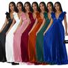European and American Women's Imitation Silk Sexy Deep V Backless Pleated Long Dress