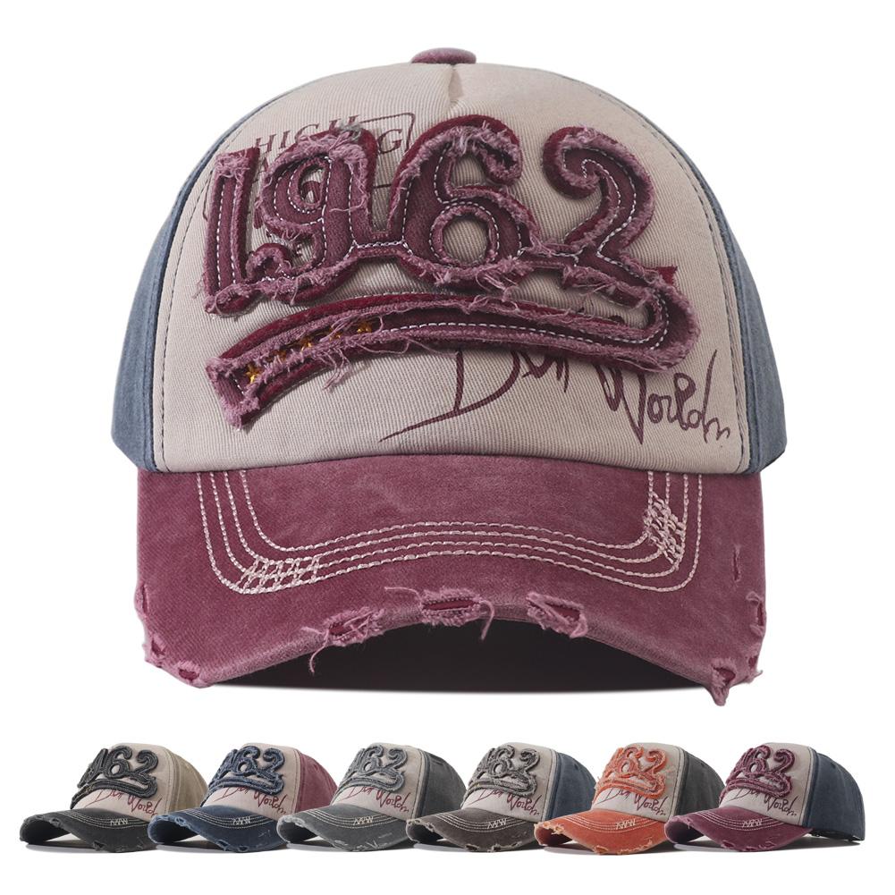 1962 Кепка-бейсболка с вышивкой буквы Хип-хоп Винтажная Стирка Хлопок Snapback Кепка Женская Мужская Регулируемая На Открытый Воздух Козырек от Солнца Кепки