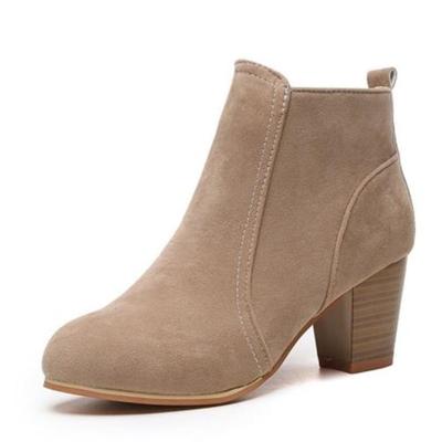 Женские ботильоны на массивном каблуке, осенне-зимние модные замшевые сапоги