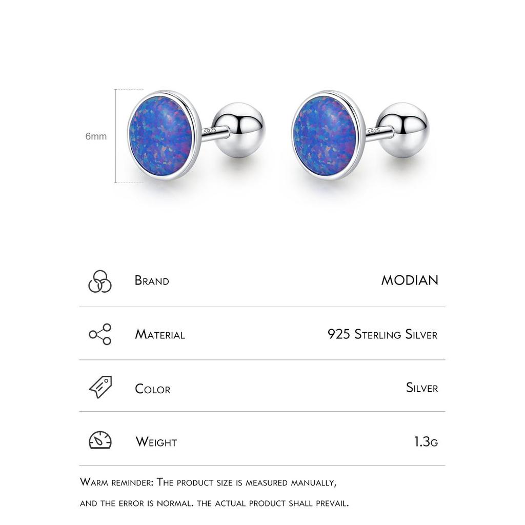 MODIAN Изысканные серьги-гвоздики из стерлингового серебра 925 пробы с круглым опалом, модные бусины, винтовые серьги-гвоздики для женщин, юбилейные ювелирные украшения