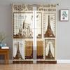 Paris Calligraphic Design Element Chiffon Sheer Curtains for Living Room Bedroom Decoration Window Voiles Tulle Curtain