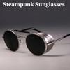 Retro Steampunk Round Metal Sunglasses Men Women Flip Classic Metal Frame Shades Glasses Non-polarized