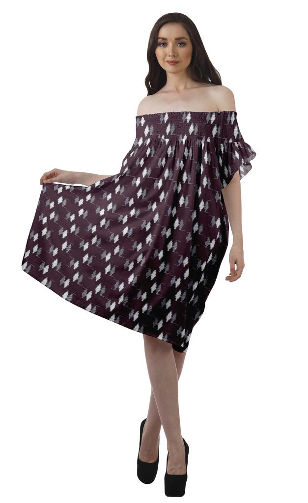 Moomaya Printed Poly Crepe Tunic Plus Size Womens Dresses Sleeveless Ladies