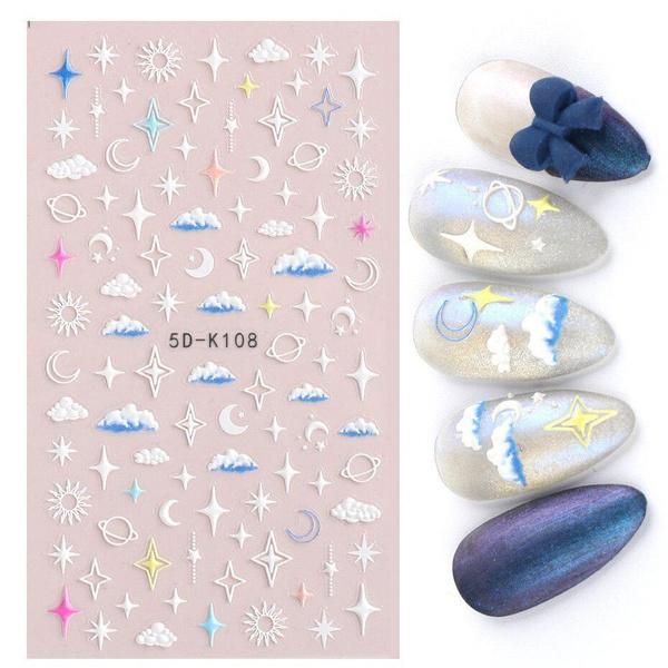 5D акварельные цветочные наклейки для ногтей с голографическими акцентами в виде листьев в фиолетовом и белом цветах