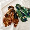New Fashion Print Leaf Long Scarf Hair Band For Women Scrunchie Elastic Ribbon Bow Tie Ponytail Holder Hair Accessories Headwear