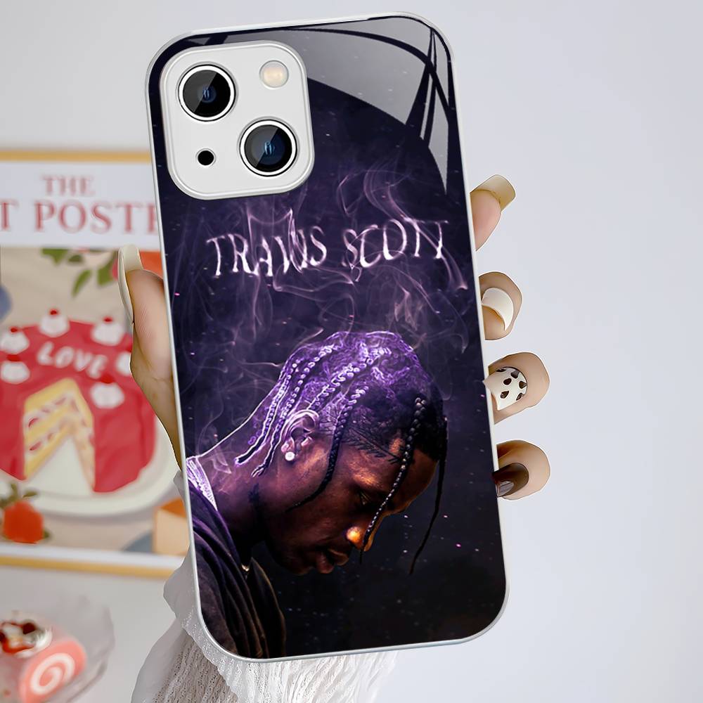 Чехол из закаленного стекла с изображением Трэвиса Скотта для iPhone 14 13 12 Mini 11 Pro XS Max X XR 14 Plus
