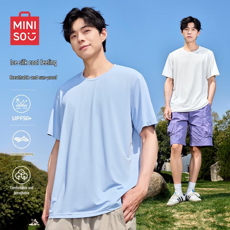 MINISO Мужская летняя футболка с коротким рукавом для защиты от солнца