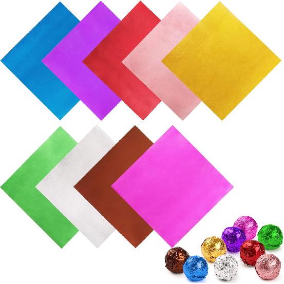 LotFancy Фольгированные обертки для конфет и шоколада, 10x10 см, 900 шт. Алюминиевая бумага для обертки конфет, Квадратные цветные листы фольги для DIY домашних конфет