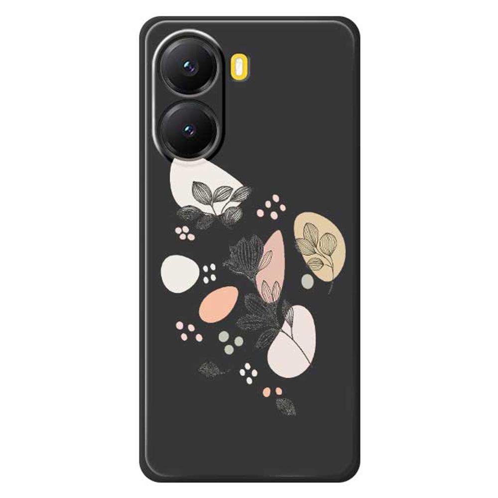 For Xiaomi Redmi Turbo 4 5G/Poco X7 Pro 5G Case Sketch Leaves Pattern Printing Straight Edge TPU Phone Back Cover