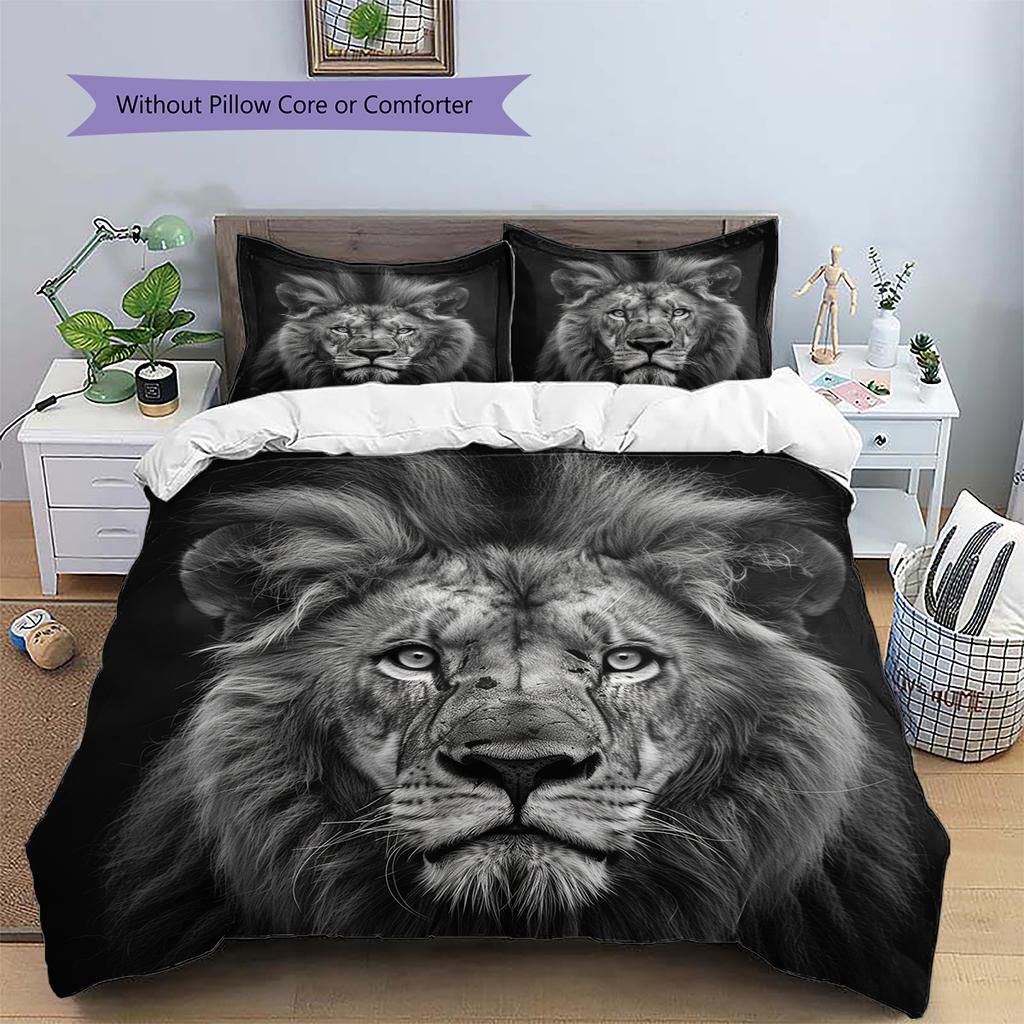 Постельное белье с рисунком «Король Лев» Домашний декор Подарок на день рождения (1 пододеяльник + 2 наволочки, без наполнителя)
