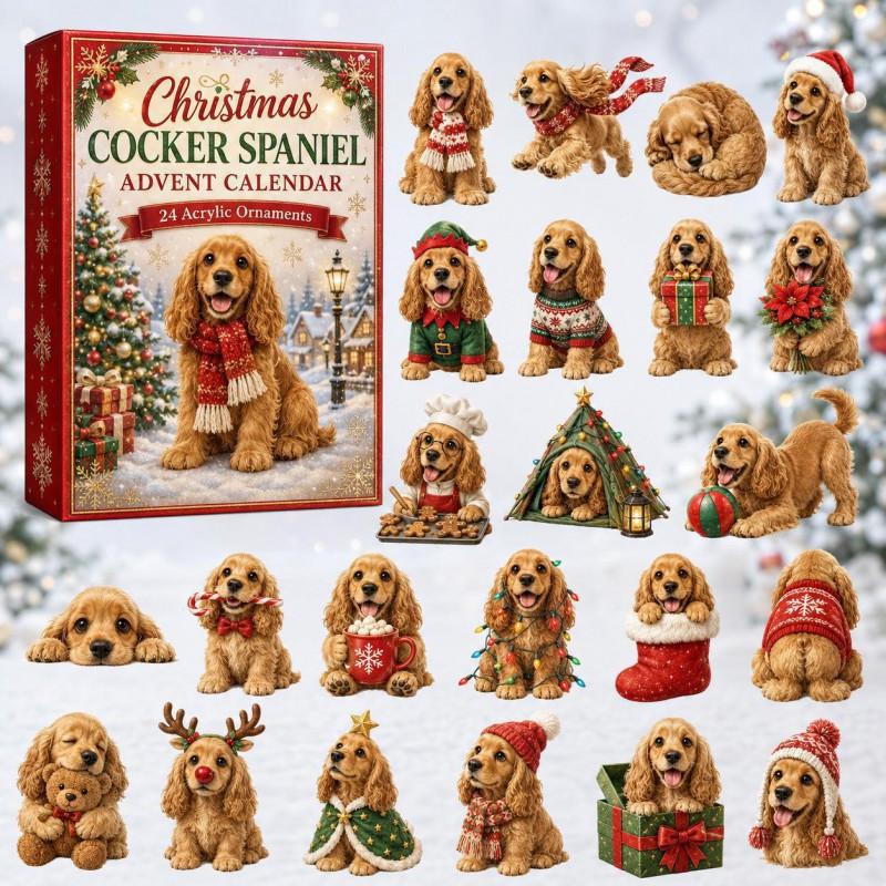 2026 Dog-Themed Christmas Advent Calendar Acrylic Blind Box Gift Kids Adults Decorative Hanging Ornament