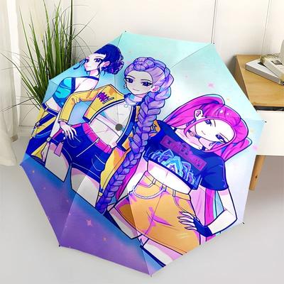 1 шт. K-POP hunter X Автоматический складной зонт с удобной трехскладной конструкцией, 8 металлических спиц - для использования на улице, в повседневной жизни, в путешествиях A47