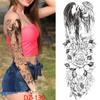 New 1 PC 480*170MM Super Large Compass Wolf Head Eye Fake Lion God Feather  Temporary Tattoo Sleeves For Men Women Tattoo Full Arm Tattoo Sticker