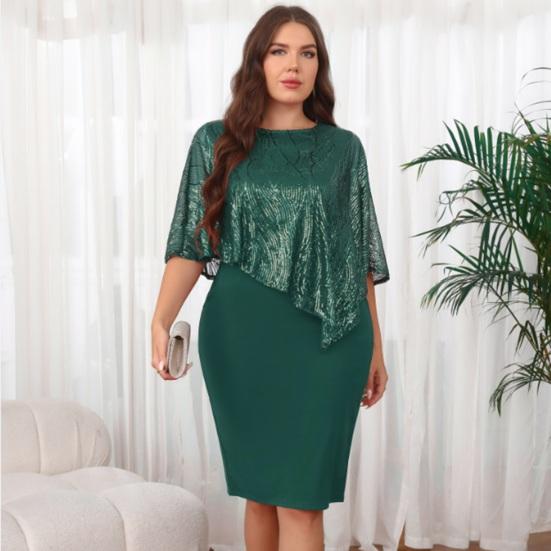 Женское платье-накидка без рукавов с накладными пайетками, облегающее платье-карандаш с пайетками большого размера, женское вечернее платье миди