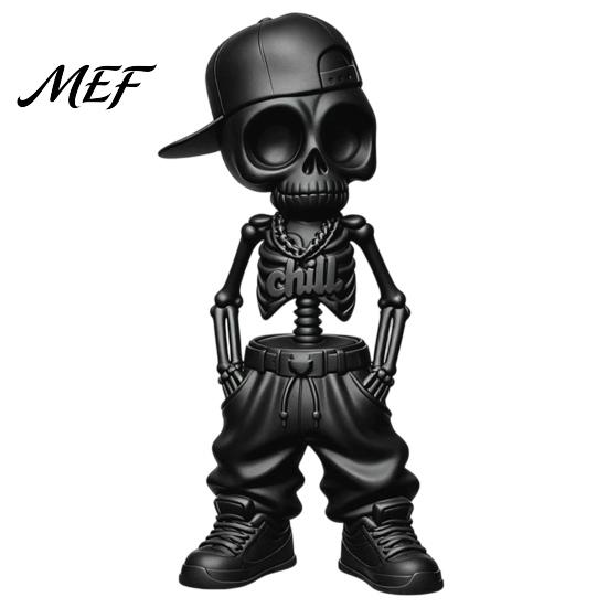 Hip-Hop Skeleton Statue Street Style Figurine, 3D Printed Baseball Cap Cool Sculpture Statue, for Home Office Desktop Decor Decorative Skull Figurine