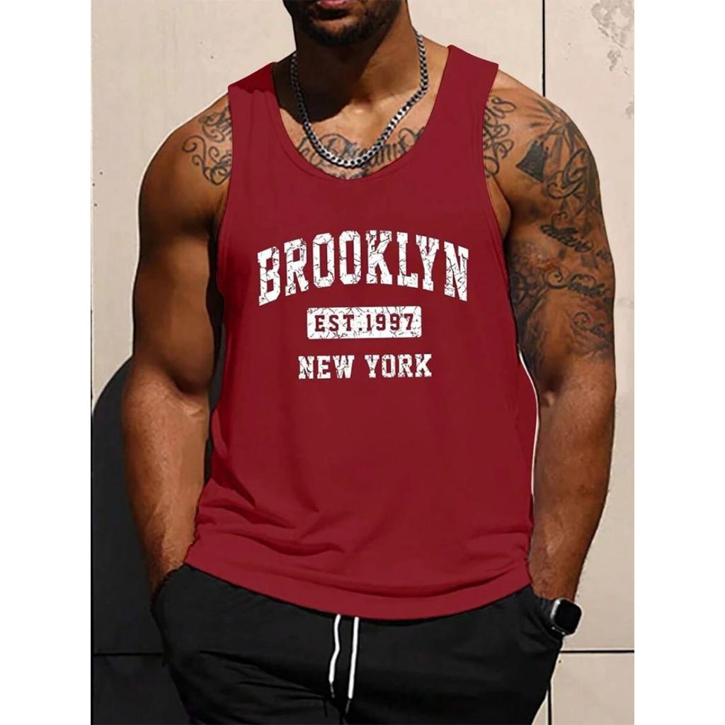 Мужская майка для фитнеса и спорта на открытом воздухе с 3D-принтом букв, летняя повседневная модная майка без рукавов