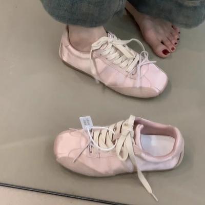 Версия из коровьей кожи~ Французский бант, немецкие тренировочные туфли, женские балетки на шнуровке, повседневная спортивная обувь, универсальные туфли Форреста Гампа