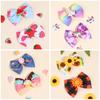 2pcs Children's Fun Soft Unicorn Strawberry, Daisy, Ice Cream Pattern Bow Hair Clips for Girls Kids Hair Accessories Headwear