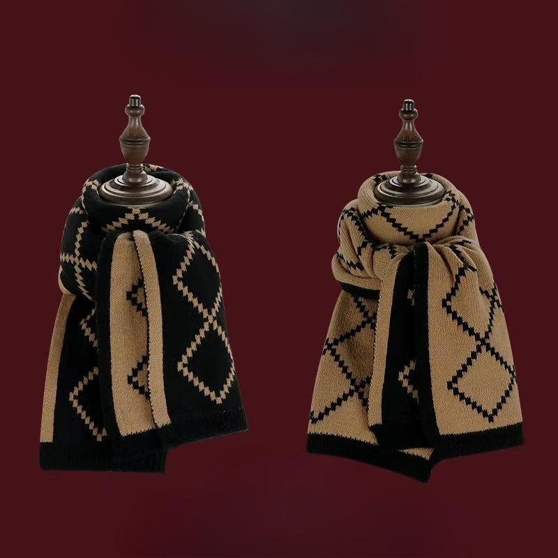 Winter Warm Cute Knitted Scarf Atmosphere Student Couple Versatile Double Sided Wearable