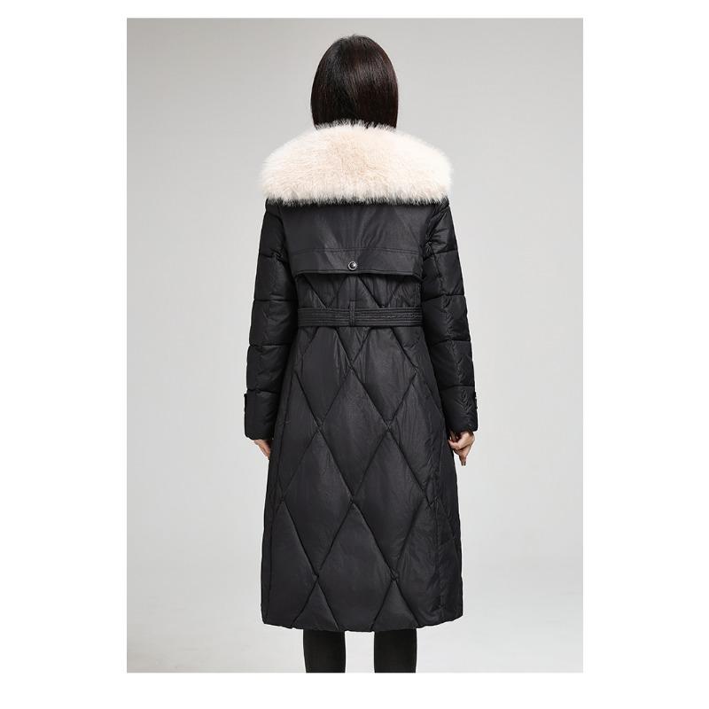 Элегантное и стройнящее длинное пуховое пальто с большим меховым воротником для женской зимней моды