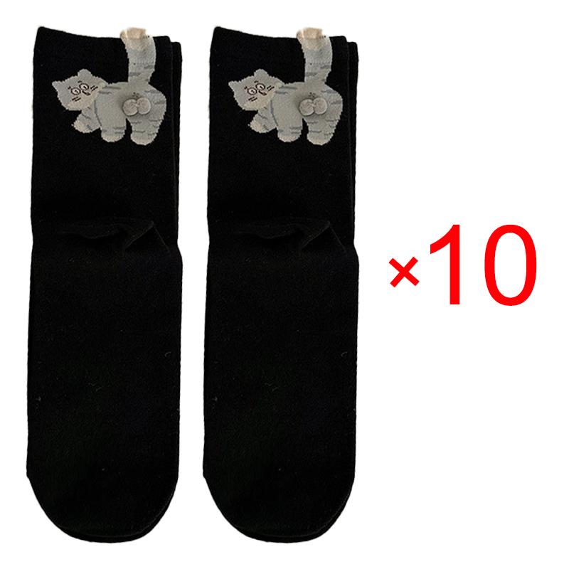 10 Pairs Gifts for Cat Lovers Funny Cartoon Cat Socks Breathable Comfortable Women's Cotton Socks