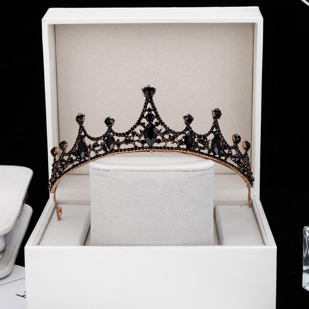 Свадебная корона в стиле барокко, новая ретро черная тиара, свадебное платье, свадебные аксессуары для волос, корона королевы на день рождения для взрослых