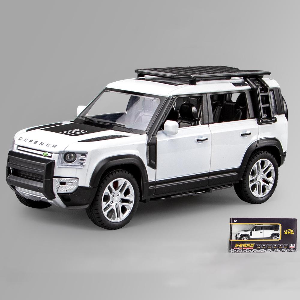 1/24 Масштаб Defender SUV, модель автомобиля из сплава, литье под давлением, металлическая игрушка, внедорожник, модель автомобиля со звуковой и световой имитацией, коллекция детских подарков, копия