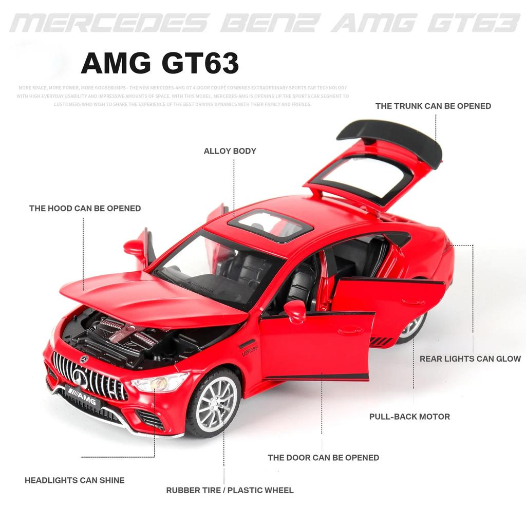 1:32 Mercedes-Benz AMG GT63 Спортивный Автомобиль Литой Металлический Модель Автомобиля Высокая Симуляция Миниатюрная Модель Звук Свет Игрушки Подарок A81