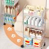 Movable Shelf with Wheels Multi-tiers Storage Rack Rolling Cart Transparent Basket Organizer Trolley for Snacks Cosmetics Bathroom