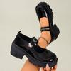 Black platform Mary Jane women's shoes, thick heel height and thinness, Japanese JK style versatile single shoes.