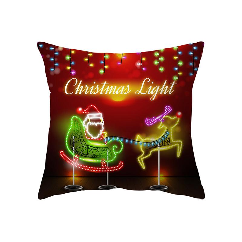 Merry Christmas Santa Claus Print Pattern Cushion Cover Home Living Room Sofa Decoration Square Polyester Pillow Pillow Cover