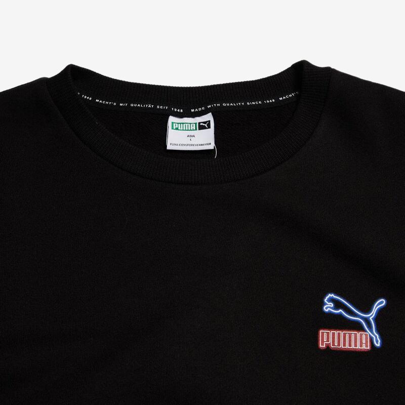 Puma Повседневная толстовка с круглым вырезом и буквенным логотипом, женская толстовка, черная 535044-01