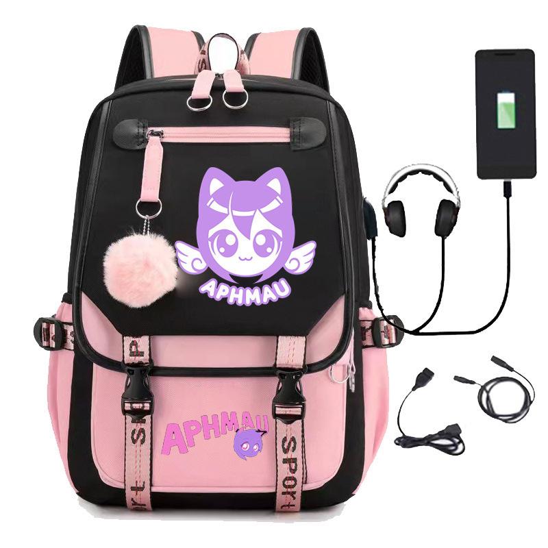 Рюкзак Повседневный Мужской И Женский Aphmau Студенческий Школьный Сумка Тренд Компьютерный Рюкзак USB Зарядка