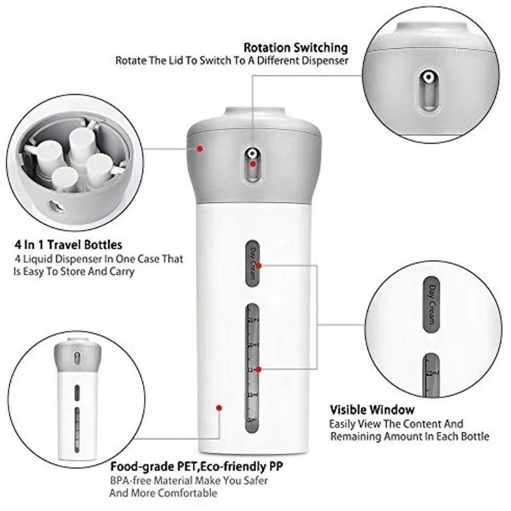 4Pcs/Set 45ml lotion bottle 4 in 1 Press Container Kit Travel Emulsion Jars  Hand Sanitizer