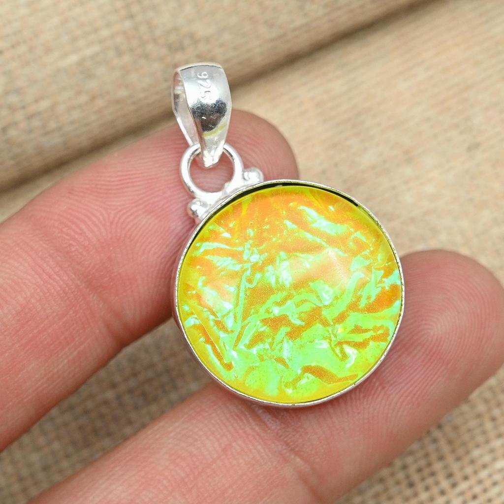Австралийский желтый тройной опал Драгоценный драгоценный камень стерлингового серебра 925 пробы Подвеска ручной работы для нее